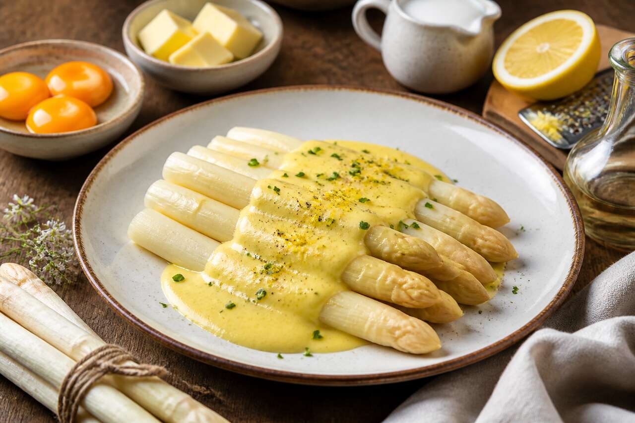 Asperges blanches sauce mousseline facile